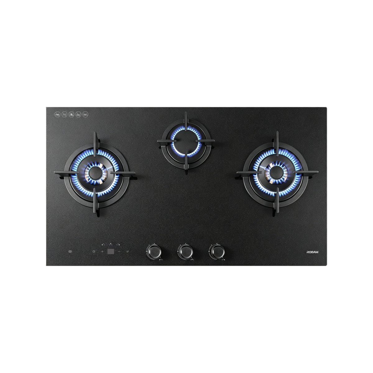 9B1H33 90cm 3 Burners Gas On Glass Cooktop - 23mj Matte Black