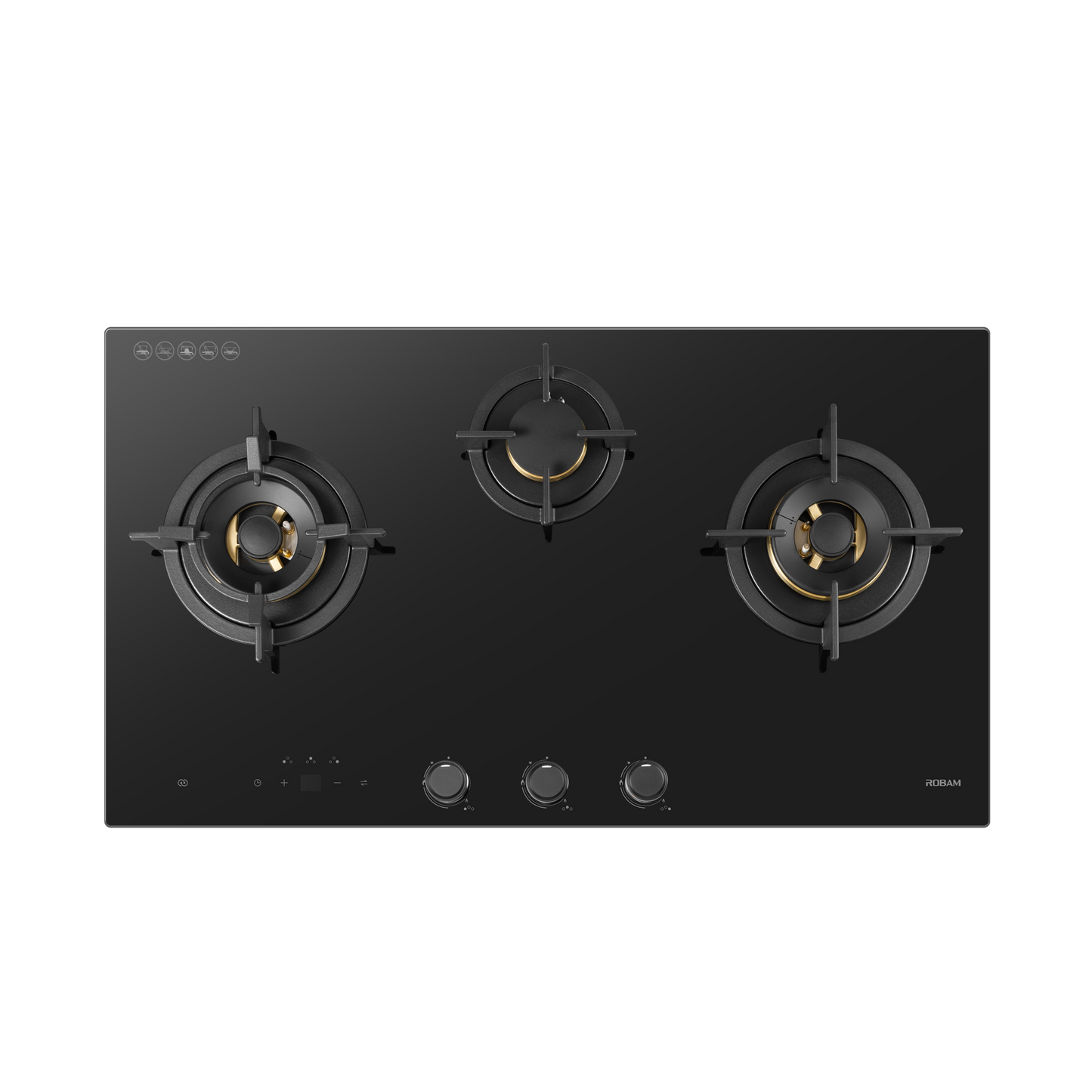 9B7H31F 90cm 3 Burners Gas On Glass Cooktop - 23mj Glossy Black