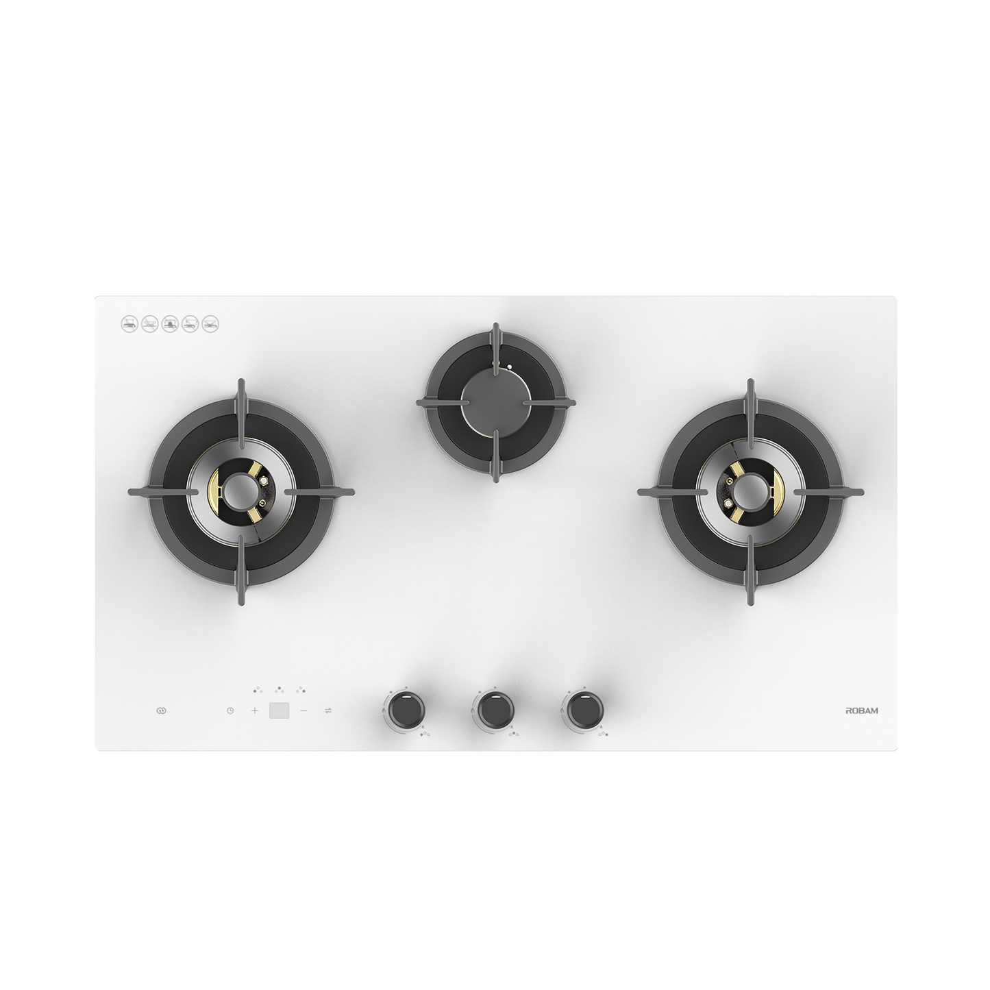 9B7H31W 90cm 3 Burners Gas On Glass Cooktop - 23Mj Glossy White