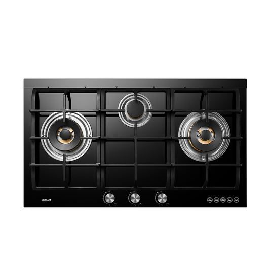 B310 90cm 3 Burners Gas On Glass Cooktop - 18mj