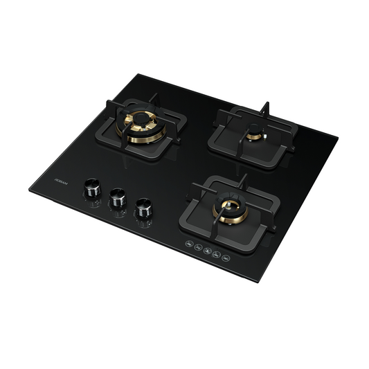 B322 60cm 3 Burners Gas On Glass Cooktop - 17mj