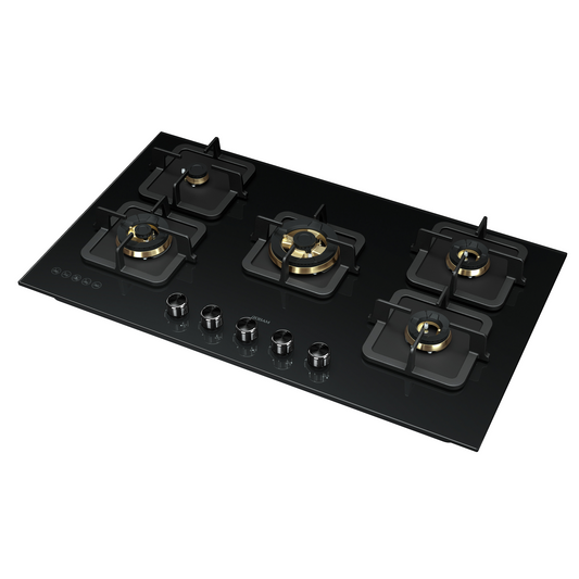 B520 90cm 5 Burners Gas On Glass Cooktop - 17mj